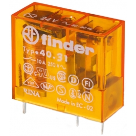 Finder 403182300000 Relés con conexiones de plug e print, 1 cambiador 10 A, bobina 230 V AC