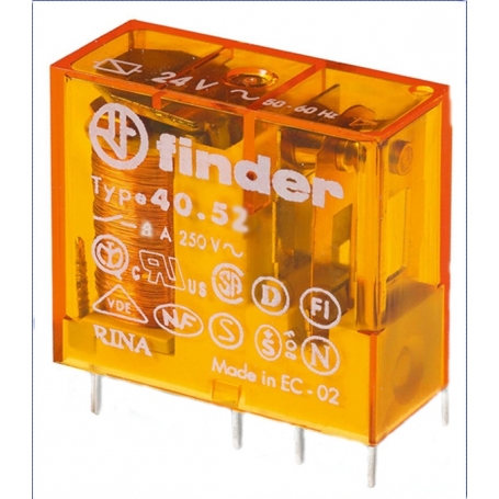 Finder 405282300000 relays with plug and print connections, 2 changers for 8 A, coil 230 V AC