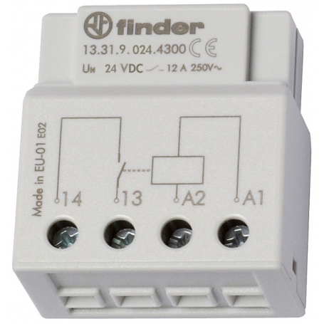 Finder 133190244300 Relais für UP-Dose oder Schalterdose, 1 Schließer 12 A, für 24 V DC