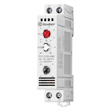 Finder 7T5102304360Thermostat pour armoire de commande, 1 plus 10 A, 110 à 240 V AC/DC