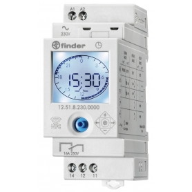 Finder 125182300000 Kontrolné hodiny pre montáž série, NFC-programmable, 1 changer 16 A, pre 230 V AC