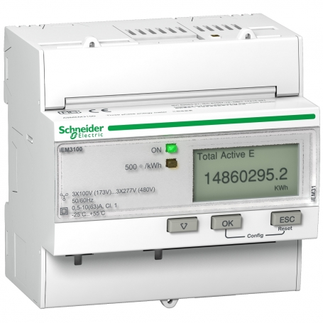 Schneider A9MEM3100 Energiezähler, 3-phasig, 63A, mit Teilzähler