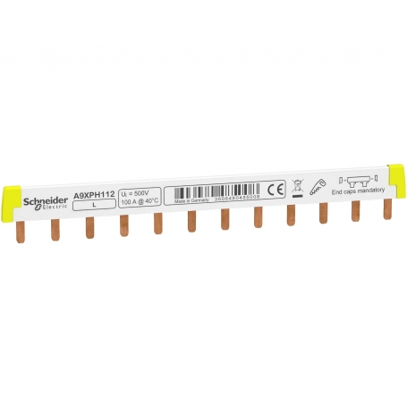 Schneider A9XPH112 Phasenschiene Steg, ablängbar, 1P, 12 TE, 100A