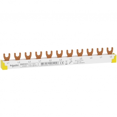 Schneider R9XFH311 Phasenschiene Gabel, 3P, 11 TE, 63A, ablängbar