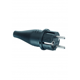 ABL 1419190 SCHUKO Gummi-Stecker, schwarz, 2 Erdungssysteme, IP44