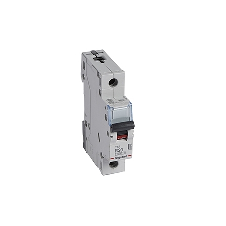 Legrand 403358 TX3 B-Characteristic circuit breaker, 20A, 1-pole, 6kA, 230/400VAC, 1TE