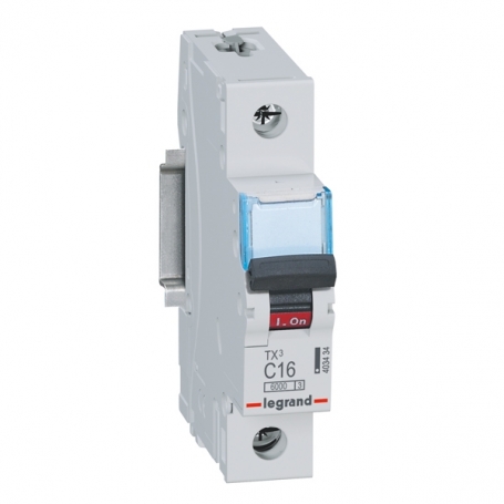 Legrand 403434 TX3 Circuit breaker C-Characteristic, 16A, 1-pole, 6kA, 230/400VAC, 1TE