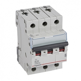 Legrand 403403 TX3 Circuit breaker B-Characteristic, 20A, 3-pin, 6kA, 400VAC, 3TE