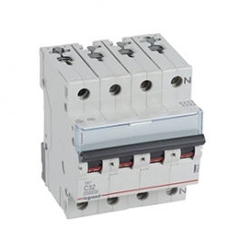 Legrand 4042 TX3 C-characteristic circuit breaker, 32A, 3-pin+N, 10kA, 400VAC, 4TE