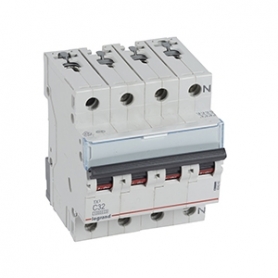 Legrand 404242 TX3 interruptor C-característico, 32A, 3-pin+N, 10kA, 400VAC, 4TE