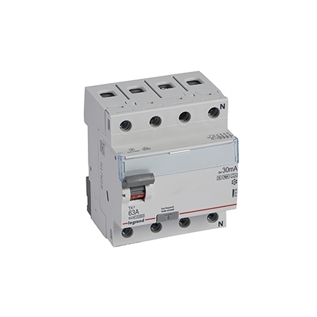 Legrand 411816 TX3 fault current circuit breaker 63A, 4-pin, 30mA, type F-G, 400VAC, 4TE