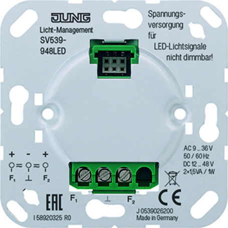 Jung SV 539-948 Fuente de alimentación LED, AC/DC 9 a 48 V /=, para señal de luz LED