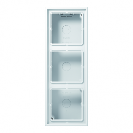 Jung LS 583 A WW Aufputz-Kappe, 3fach, integrierte, flammwidrige Bodenplatte, angeformter Rahmen