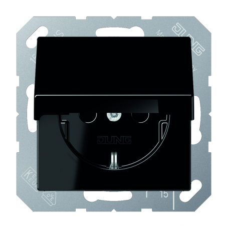 Jung A 1520 KL SW SCHUKO socket, 16 A 250 V , hinged cover