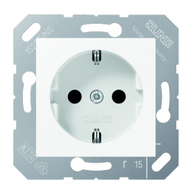 Jung CD 5120 BFKI WW SCHUKO socket, 16 A 250 V , touch protection, 50 x 50 mm, breakproof, for hinged lid