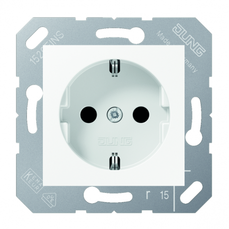 Jung CD 5120 BFKI WW SCHUKO socket, 16 A 250 V , touch protection, 50 x 50 mm, breakproof, for hinged lid