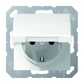 Jung AS 1520 BF KL WW SCHUKO socket, 16 A 250 V , hinged cover, break-proof
