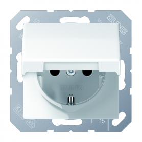 Jung ABAS 1520 KL WW SCHUKO socket, 16 A 250 V , hinged lid, antibacterial