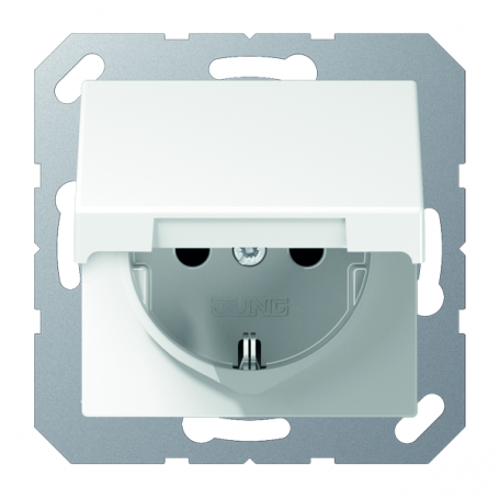 Jung A 1520 BF KL WW SCHUKO socket, 16 A 250 V , hinged cover, breakproof