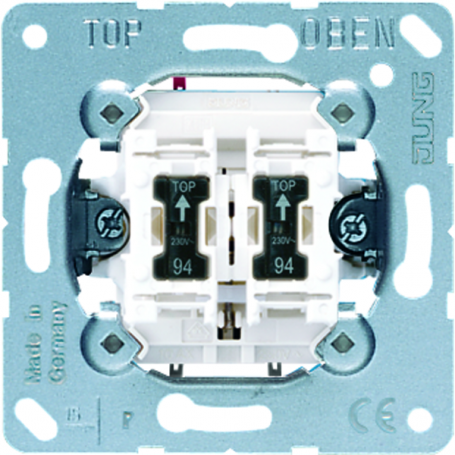 Jung 535 U5 Doppel-Taster, 10 AX, 250 V , 2 Schließer mit Beleuchtung, Glimmlampen 94
