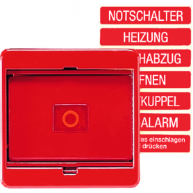Jung 561 GL RT cover, glass pane, red rocker with lens, for switch and button