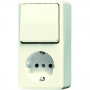 Jung 676 A SCHUKO socket, 16 A 250 V , Wipp switch, 10 AX 250 V , Universal replacement, screw terminals (plug), spring clip