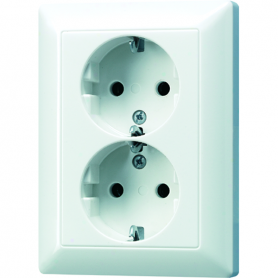 Jung AS 5020 U WW SCHUKO-Steckdose, 2fach, 16 A, 250 V , für 60er Gerätedose