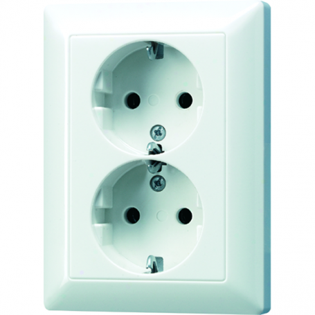 Jung AS 5020 U WW SCHUKO-Steckdose, 2fach, 16 A, 250 V , für 60er Gerätedose
