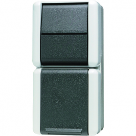 Jung 876 W SCHUKO socket, 16 A 250 V , Wipp switch, 10 AX 250 V , Universal replacement, hinged cover