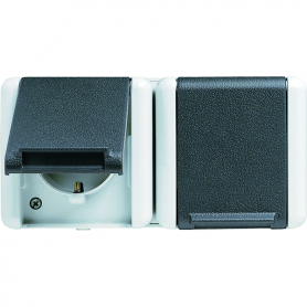 Jung 8220 W SCHUKO socket, 2x, 16 A, 250 V, wired, 4 wires, 2 singles.