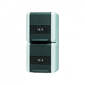 Jung 822 NAW SCHUKO socket, 2x, 16 A, 250 V, 2 fonts, wired, 2 line input.