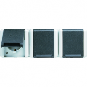 Jung 8230 W SCHUKO socket, 3 times, 16 A, 250 V , wired, 5 line inserts
