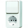 Jung 676 A WW SCHUKO socket, 16 A 250 V , Wipp switch, 10 AX 250 V , out-change, screw terminals (plug), spring terminals (