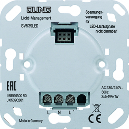 Jung SV 539 LED Spannungsversorgung, AC 230 V , Anschlüsse: L, N, L', für LED-Lichtsignal