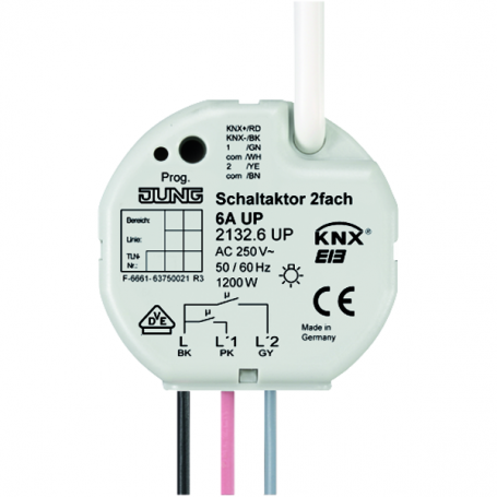 Jung 2132.6 UP Switch -ohjain, 2x, UP, Switch-tyyppi: potentiaaliton, aputerminaali
