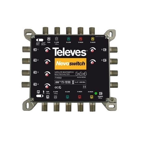 Televes MS56C 5 in 6 Guss-Multischalter NEVO, receiverpowered, kaskadierbar 714502