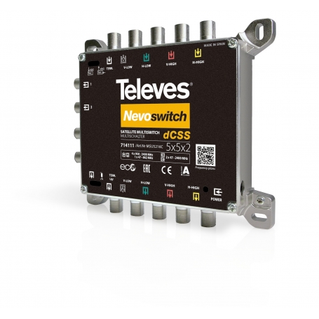 Televes MSU5216C NEVO-SAT-CR-Switch, 5 Eingänge in 2 Ausgänge mit jeweils 16 Frequenzen, kaskadierbar 714111