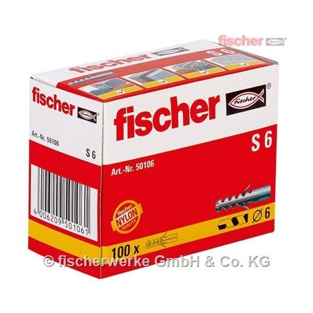 Fischer 50106 S 6 Nylondübel – 100 Stück