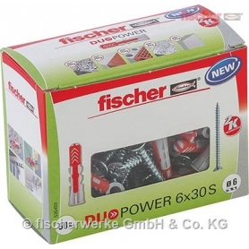 Fischer 535459 DUOPOWER 6X30 Enchufe universal S LD con tornillo – 50 piezas
