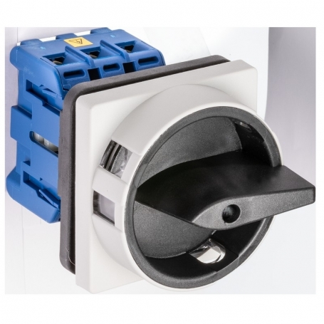 Kraus & Naimer KG20B.T103/17.E main switch black/grey, 3 pole, +1NO, 4-hole fastening 64x64, Ith: 25 A, P: 7.5 kW(AC-23,400V