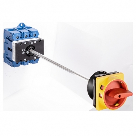 Kraus & Naimer KG80.T203/09.VE main switch red/yellow, 3 pole, distributor installation, 64x64, Ith: 80 A, P: 30 kW(AC-23,400V),