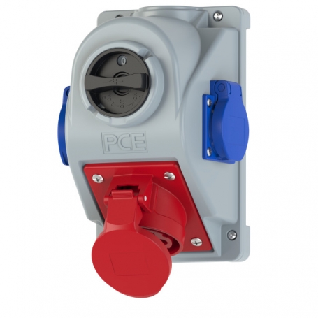 PCE 96061552 Πρίζα τοίχου CEE COMBO-POL 16A 5p 6h IP44