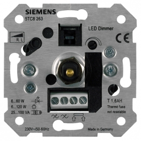 Siemens 5TC8263 NV dimmer pre R, L 6-120W magnetické transformátory a LED lampy s tlakom off/exchanger UP, 230V 50-60Hz