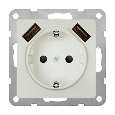 Siemens 5UB1970-1TW01 I-system Schuko Steckdose mit doppeltem USB-Ladegerät, Titanweiß