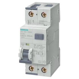 Siemens 5SU1354-6LB10 FI/LS-Schalter, 10 kA, 1P+N, Typ A, kurzzeitverzögert G, 30 mA, B-Char, In: 10 A