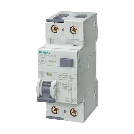 Siemens 5SU1354-6LB10 FI/LS switch, 10 kA, 1P+N, type A, short-term delayed G, 30 mA, B-Char, In: 10 A