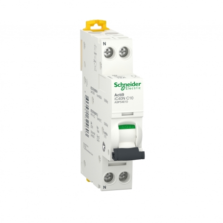 Schneider A9P54610 Acti9 ic40n - Circuit breaker - 1P+N - 10A - C Curve - 6kA/10kA
