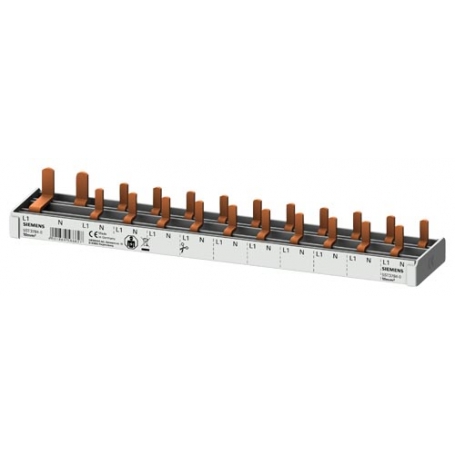 Siemens 5ST3784-0 Stiftsa.schiene kompakt, 10mm2 Anschluss: 1p/N (FI N-rechts) 1x FI 2-pol + 10x Kompaktgerät 1 TE berührungssic