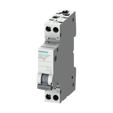 Siemens 5SV6016-6KK10 AFDD-MCB 2pol (1+N) Brandschutzschalter-LS-Kombi 230V, 6kA, B, 10A Kompakt (1TE)