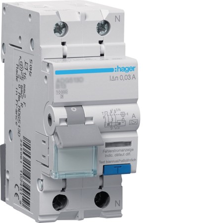 Hager ADG566D FI/LS 1P+N 10kA C-16A 30mA A-G